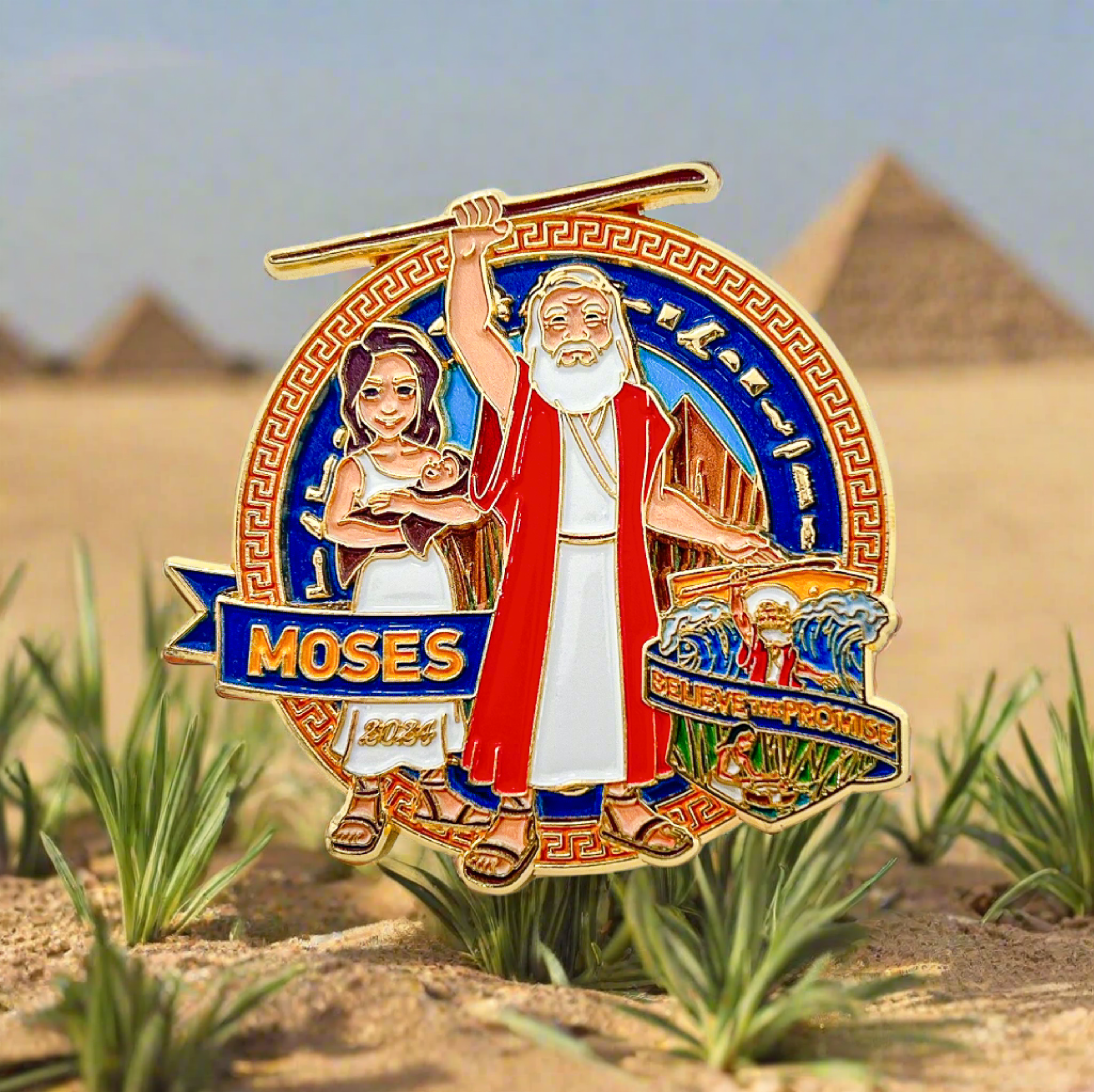 Acredite na Promessa 2024 Broche de Personagem de Moisés