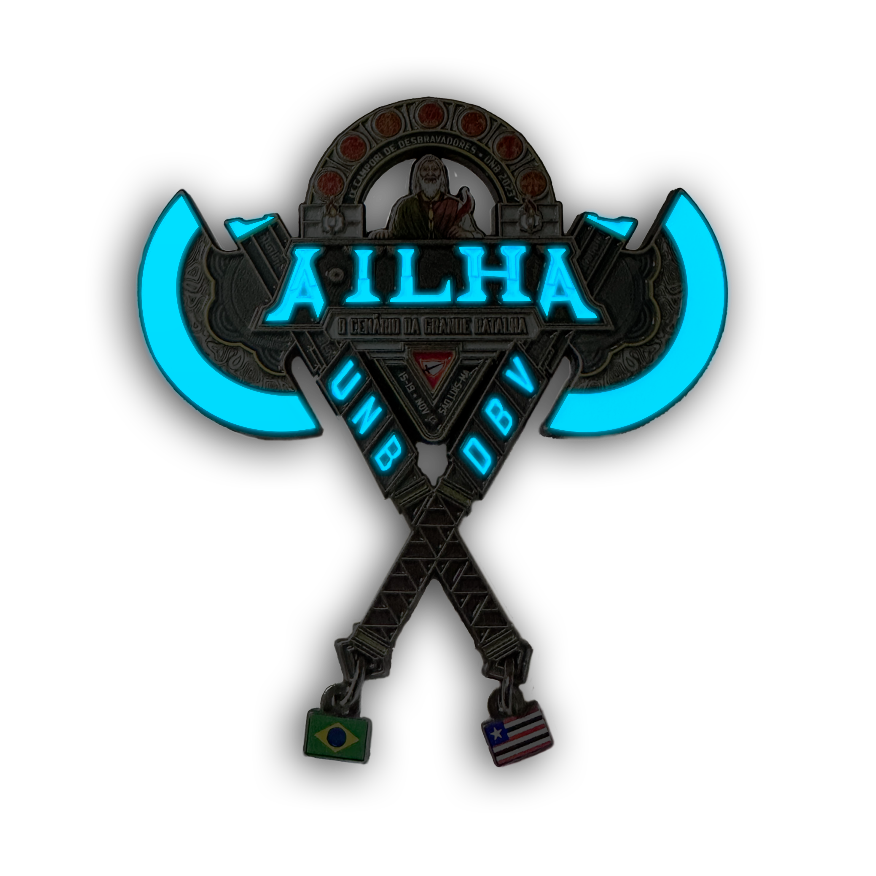 UNB A•ILHA Dual Axe Brilha no Escuro Lenço Slide