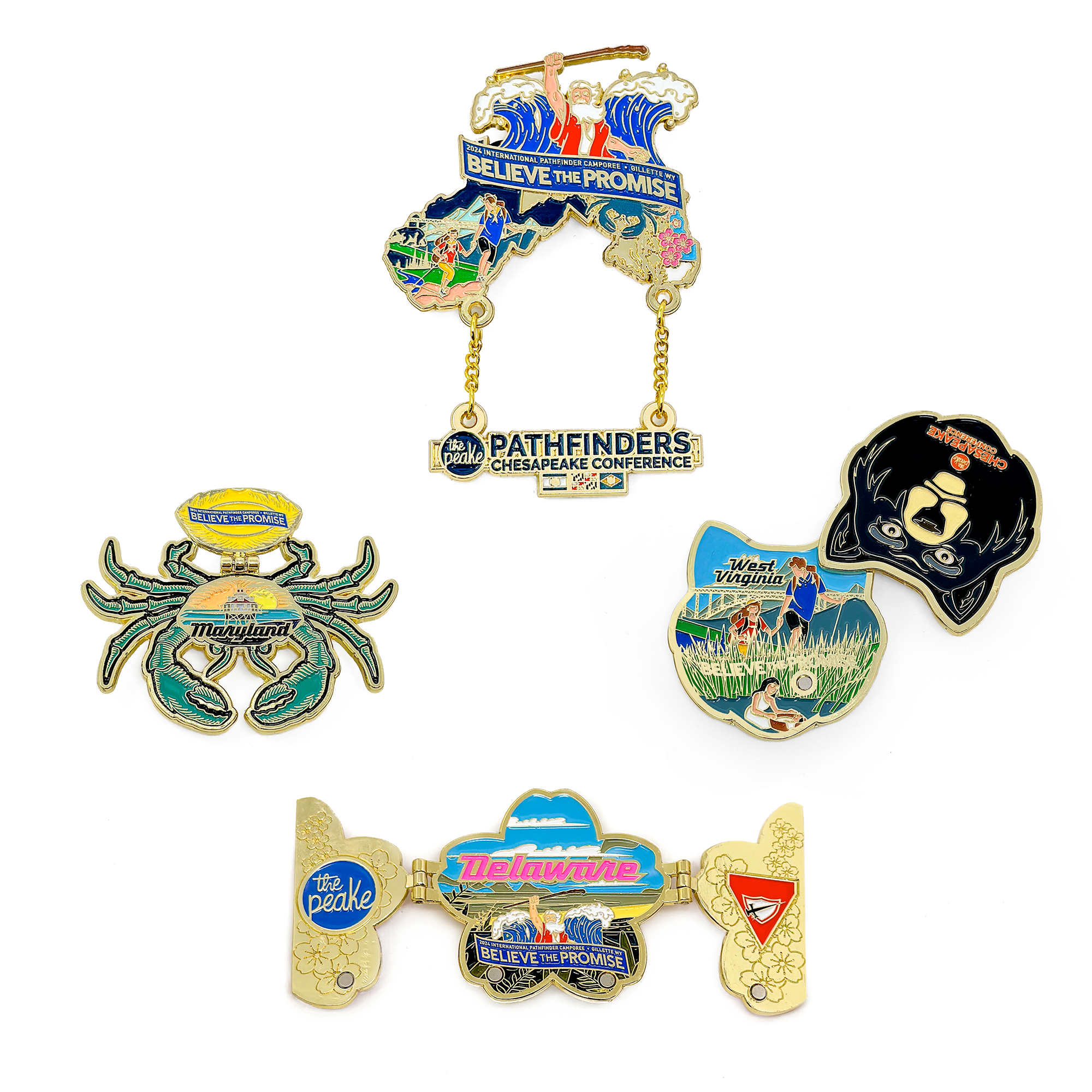 Conjunto de Pins da Conferência Chesapeake Believe the Promise 2024