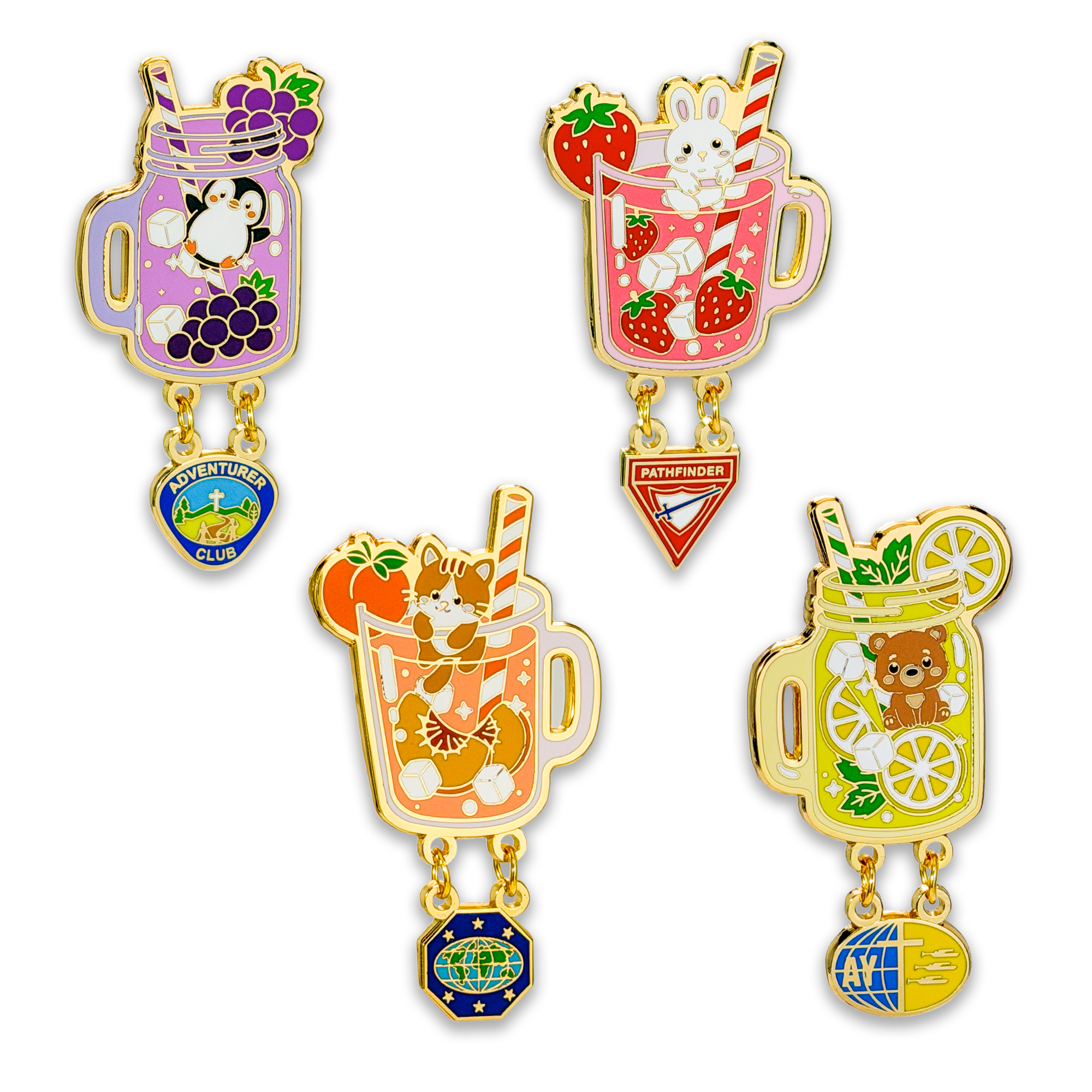 Kawaii Pathfinder Fruit Drink Pin Set