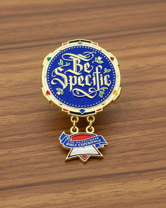 Pathfinder Bible Experience "Be Specific"2026 Pin
