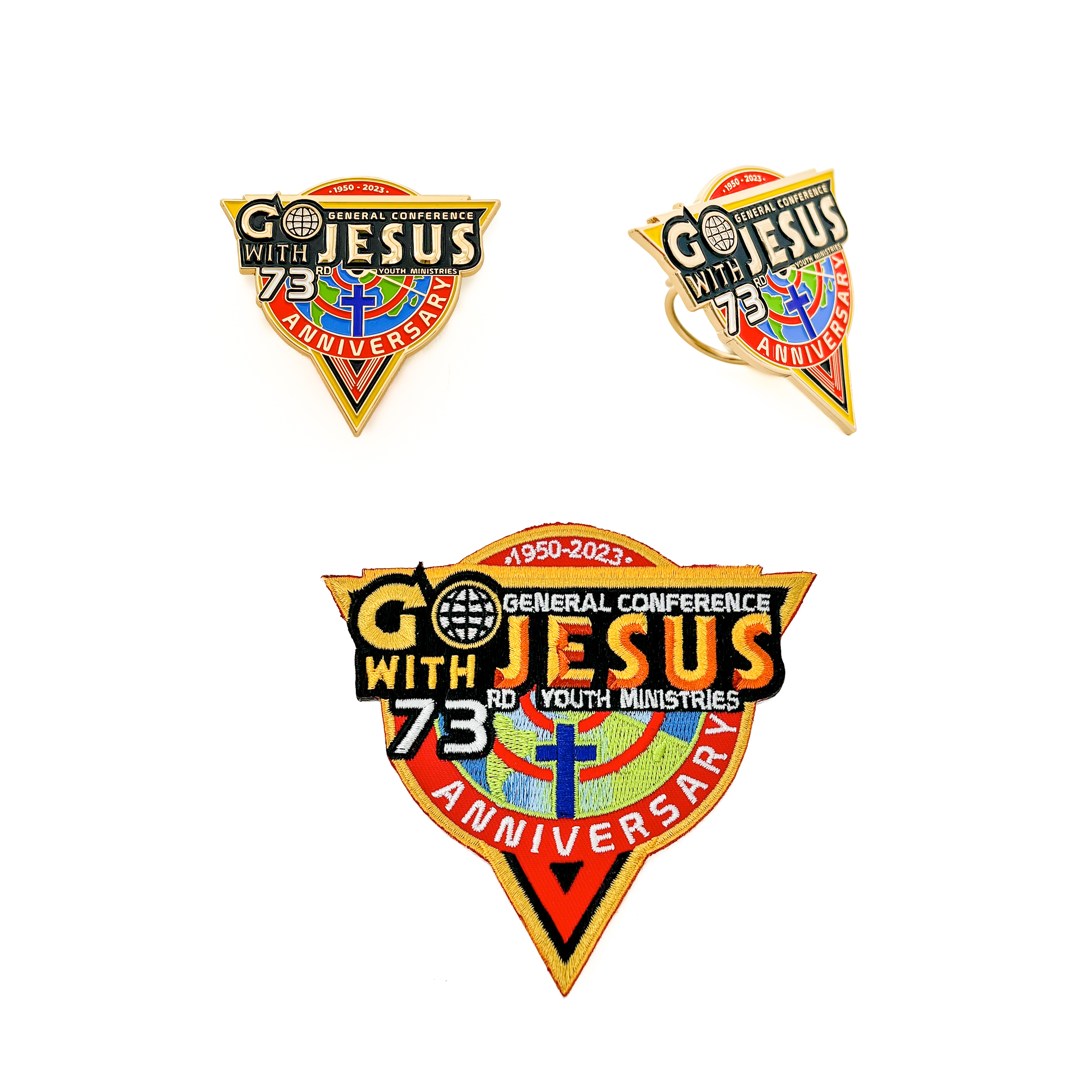 World Pathfinder Day 2023 "Go with Jesus" Pin- Slide- Patch (Bundle)