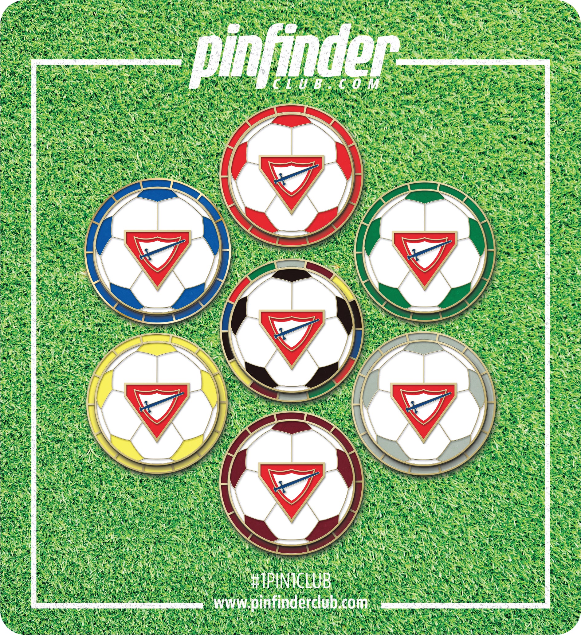 Soccer Ball Pathfinder Spinner Pin (7 Pin Set)