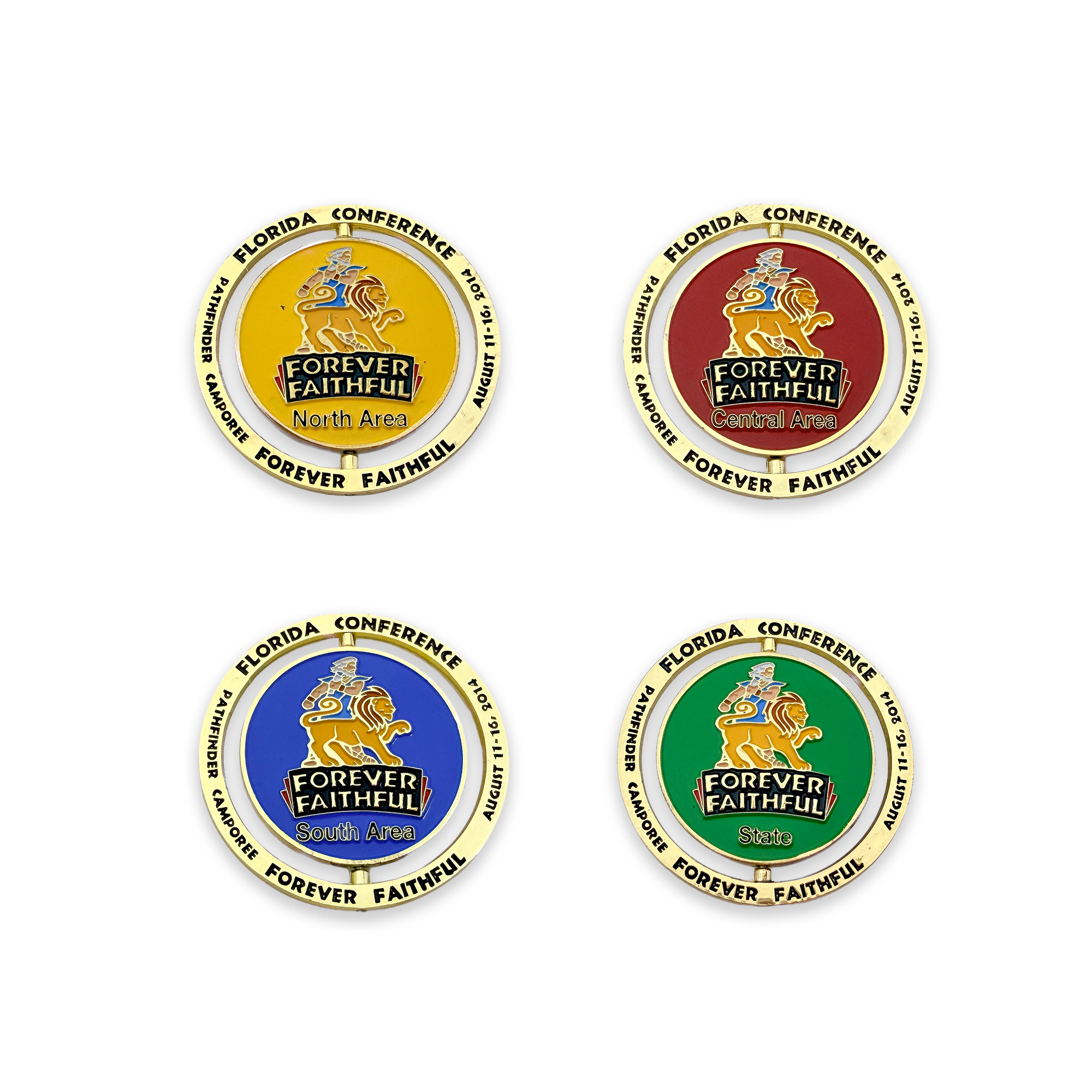 Florida Conference 2014 Forever Faithful Camporee Spinner Pin (4 Pin Set)