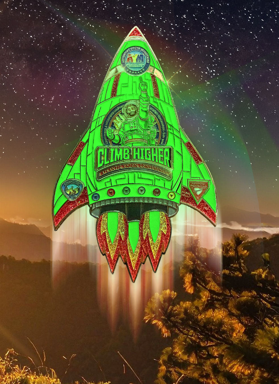 Atlantic Union Climb Higher 2026 Camporee Rocket Pin