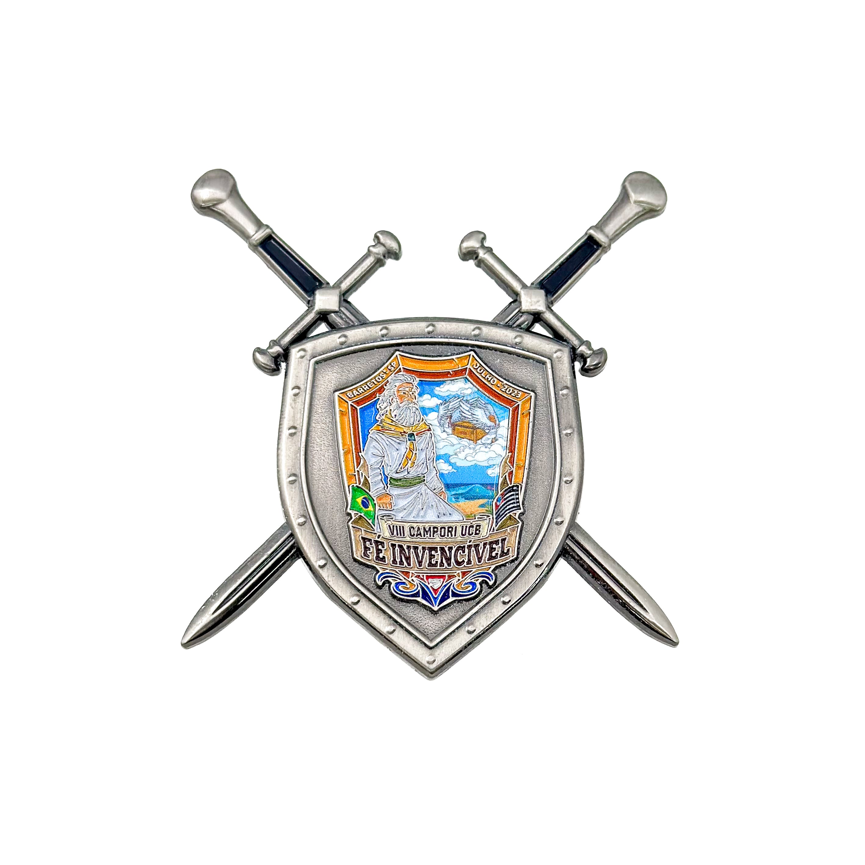 UCB Camporee "Fé Invencível" Sword & Shield Pin