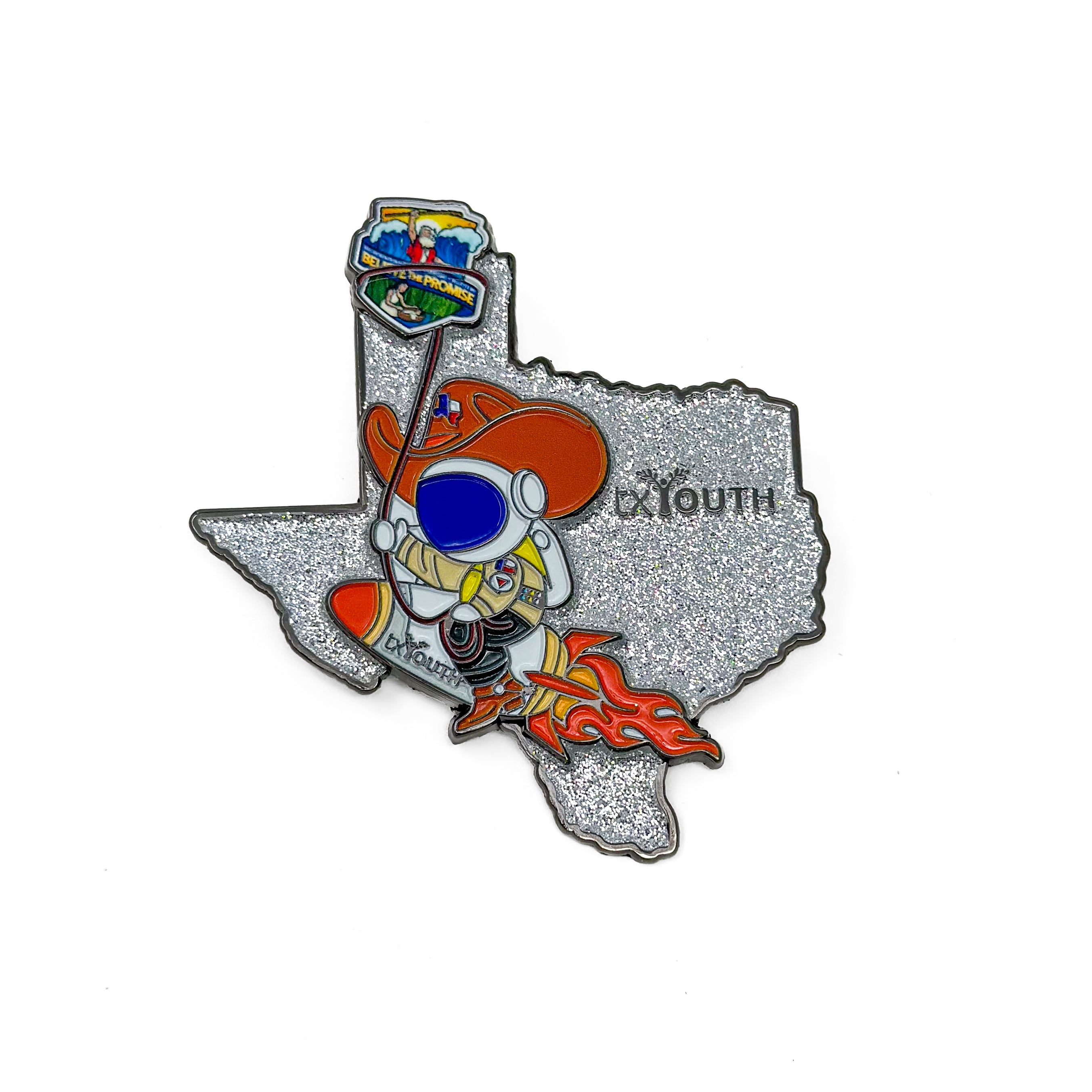 Juego de pins de vaquero espacial de Texas Believe 2024