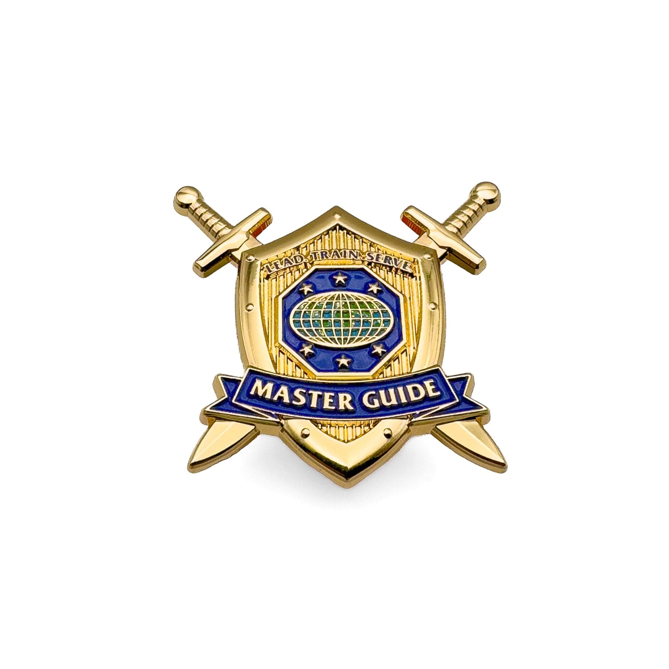 Gold badge with 'Master Guide' text on a white background